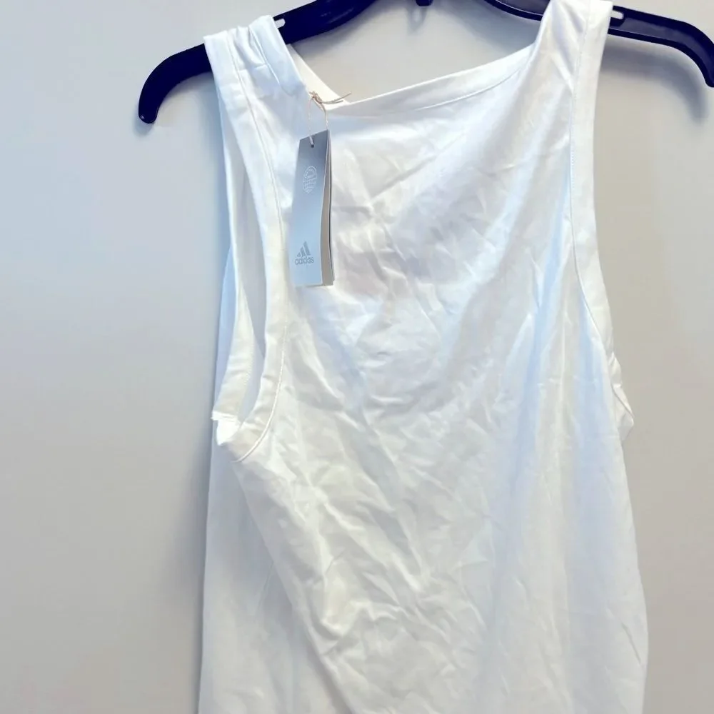 Adidas Men Sleeveless Tank Top Shirt American Flag Graphic White